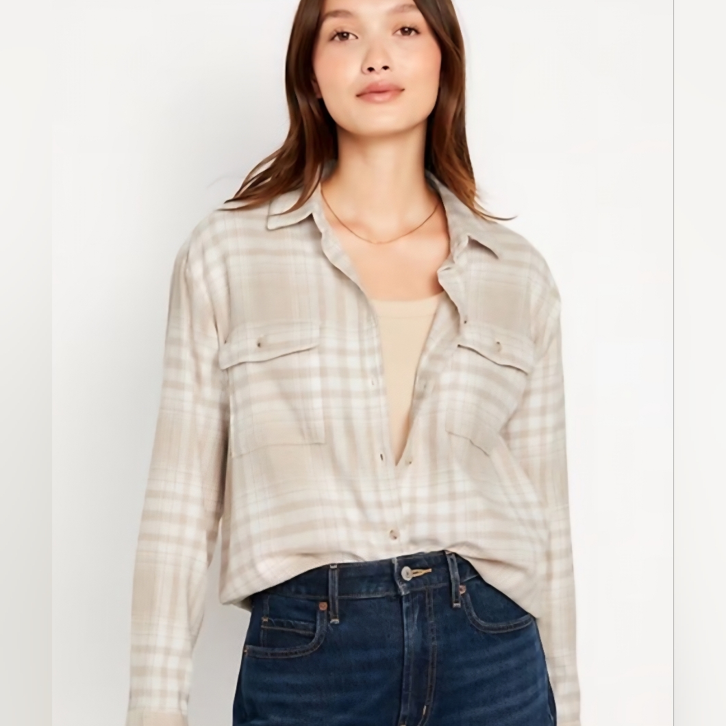 Old Navy "The Boyfriend" Plaid Flannel Shirt